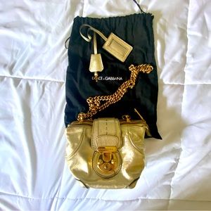 Dolce and Gabbana Gold Leather Cross-body Mini Bag